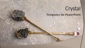  Presentation with caviar - Slides consisting of spoons with delicious black caviar background and a light gray colored foreground