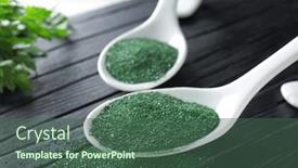  Presentation with spirulina - PPT theme enhanced with spoons with spirulina powder background and a ocean colored foreground