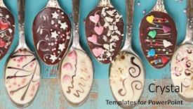  Presentation with party - Presentation theme consisting of spoons-with-tasty-chocolate background and a lemonade colored foreground