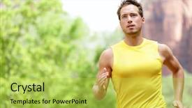 Presentation with marathon man - PPT theme featuring sport - runner man running background and a yellow colored foreground