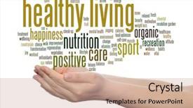  Presentation with healthy living - Slides enhanced with sport abstract word cloud background and a coral colored foreground
