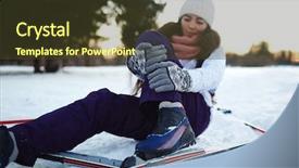  Presentation with robotic leg - Colorful slide set enhanced with sport accident - fallen skier holding by her backdrop and a tawny brown colored foreground