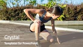  Presentation with sharps injury - Theme enhanced with sport accident - woman getting injury at park background and a coral colored foreground