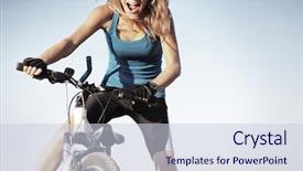  Presentation with bicycle - Cool new slides with sport accident - young woman holding handlebar backdrop and a lemonade colored foreground