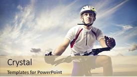  Presentation with bicycle - Colorful slides enhanced with sport activities - man with a bicycle backdrop and a lemonade colored foreground