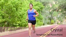  Presentation with marathon man - Audience pleasing theme consisting of sport and fitness runner man backdrop and a coral colored foreground