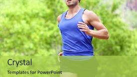  Presentation with marathon man - Theme having sport and fitness runner training background and a yellow colored foreground