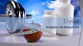  Presentation with supplement - Amazing slide deck having sport-and-fitness-supplement backdrop and a light blue colored foreground