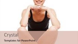  Presentation with cotton - Beautiful PPT theme featuring sport and health care concept - beautiful girl in black cotton underwear backdrop and a coral colored foreground