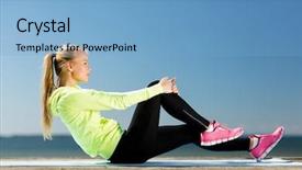  Presentation with woman sport - Slide set with sport and lifestyle concept - woman background and a light blue colored foreground