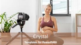  Presentation with blogger - Cool new PPT theme with sport-and-people-concept-happy backdrop and a coral colored foreground