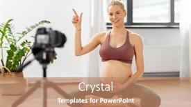  Presentation with blogger - PPT theme consisting of sport-and-people-concept-happy background and a coral colored foreground