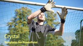  Presentation with soccer field - Slide deck enhanced with sport-and-people-soccer-player background and a tawny brown colored foreground