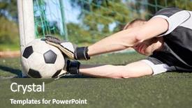  Presentation with goal ball - PPT layouts having sport-and-people-soccer-player background and a tawny brown colored foreground