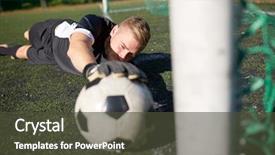  Presentation with goal ball - PPT theme having sport-and-people-soccer-player background and a tawny brown colored foreground