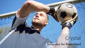  Presentation with goal ball - Audience pleasing PPT layouts consisting of sport-and-people-soccer-player backdrop and a light blue colored foreground