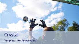  Presentation with goal ball - Beautiful slides featuring sport-and-people-soccer-player backdrop and a light blue colored foreground