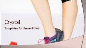  Presentation with recreation - Cool new PPT theme with sport and recreation concept - sporty woman legs with light red dumbbells backdrop and a lemonade colored foreground