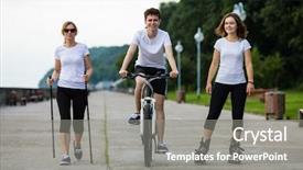  Presentation with recreation - Beautiful theme featuring sport and recreation - people working backdrop and a gray colored foreground