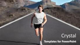  Presentation with marathon man - PPT theme enhanced with sport-athlete-runner-man-running background and a dark gray colored foreground