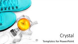  Presentation with running shoes - Slide deck with sport background blue running shoes background and a white colored foreground