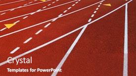  Presentation with tracks - Cool new presentation design with sport background white break lines on red tracks backdrop and a tawny brown colored foreground