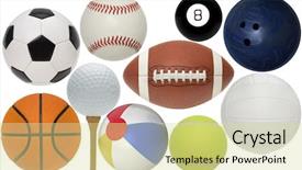  Presentation with paths - Amazing slides having sport balls isolated with clippint backdrop and a soft green colored foreground