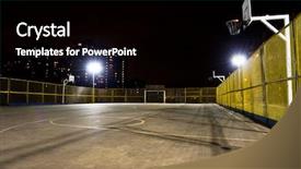  Presentation with basketball court - Cool new presentation theme with sport basketball court at night backdrop and a black colored foreground