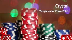  Presentation with poker chips - Slide deck with sport bet - chips for poker on shiny background and a tawny brown colored foreground