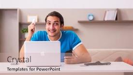  Presentation with betting - Colorful slide set enhanced with sport-bet-addicted-young-man backdrop and a coral colored foreground