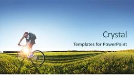  Presentation with road bike - Slides having sport bike - young man cycling background and a sky blue colored foreground