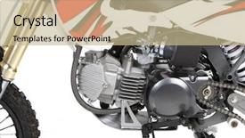  Presentation with old big bike on white - Audience pleasing presentation theme consisting of sport bike isolated over white backdrop and a mint green colored foreground