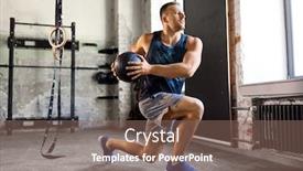  Presentation with gym ball - Audience pleasing slide set consisting of sport-bodybuilding-fitness-and-people backdrop and a violet colored foreground