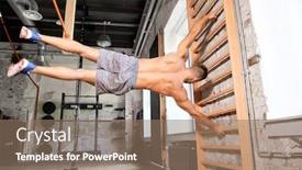  Presentation with gymnastics - Amazing presentation design having sport-bodybuilding-fitness-and-people backdrop and a coral colored foreground