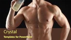  Presentation with protein shake - PPT theme with creatine - sport bodybuilding fitness and people background and a tawny brown colored foreground
