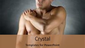  Presentation with pain relief - Theme consisting of young man standing over black background and a coral colored foreground