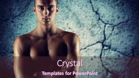  Presentation with bodybuilding - Audience pleasing slides consisting of sport bodybuilding strength and people concept - young man with bare muscular torso standing over concrete wall background backdrop and a wine colored foreground
