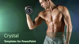  Presentation with flexing - Amazing presentation having sport bodybuilding training and people concept - young man with dumbbell flexing biceps over dark background backdrop and a tawny brown colored foreground