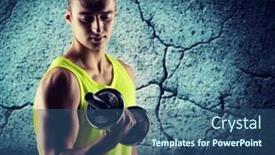  Presentation with flexing - Beautiful theme featuring biceps over concrete wall background backdrop and a ocean colored foreground