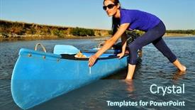  Presentation with expedition - Slide deck featuring sport canoe - canoeing expedition background and a ocean colored foreground