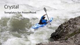  Presentation with water pool in river cave - Amazing presentation theme having sport canoe - canoing on white water river backdrop and a white colored foreground