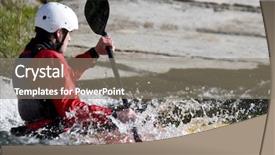  Presentation with seismic wave - Audience pleasing presentation theme consisting of sport canoe - whitewater kayaker surfing backdrop and a gray colored foreground