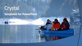  Presentation with sport - Colorful PPT theme enhanced with sport canoe - winter canoeing backdrop and a teal colored foreground