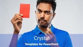  Presentation with football referee - PPT layouts having whistle and showing red penalty background and a cobalt blue colored foreground