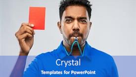  Presentation with football referee - Presentation enhanced with whistling and showing red penalty background and a cobalt blue colored foreground