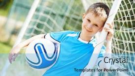  Presentation with children sport - Amazing presentation theme having sport children - happy smiling young boy backdrop and a cyan colored foreground