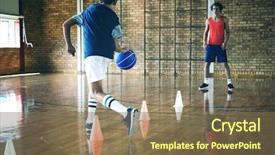  Presentation with high school diversity - Slide deck featuring sport children - high school boys practicing football background and a violet colored foreground