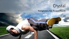  Presentation with orchestra dancer bank - Cool new presentation design with sport city - young dancer on the street backdrop and a light blue colored foreground