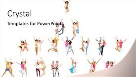  Presentation with group - Presentation having sport clerk - big group over white background and a  colored foreground