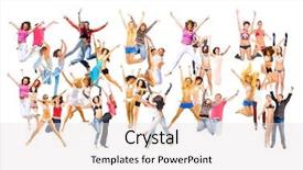  Presentation with team achievement - Beautiful presentation theme featuring sport clerk - big group team achievement backdrop and a  colored foreground